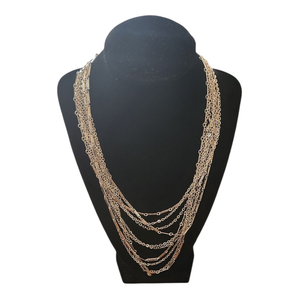 1977 Sarah Coventry Chiffon Multi-Strand Necklace Silver Tone Vintage Jewelry